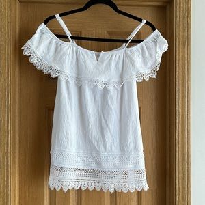 Lace off the shoulder tank